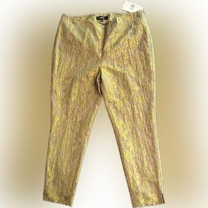 LaFayette 148 New York taupe/chartreuse slim trouser-NWT